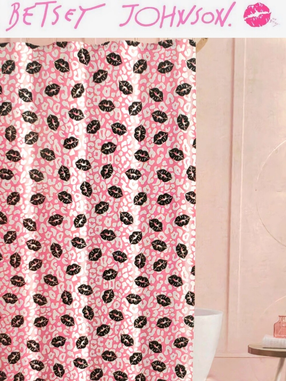 Betsey Johnson Leopord Print Lips PEVA Shower Curtain Liner